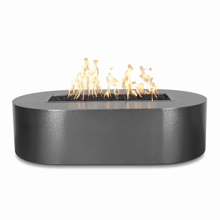 The Outdoor Plus 60 Rectangular Bispo Fire Pit - Powder Coated Metal - Silver Vein - Match Lit - Liquid Propane OPT-BSPPC60-SLV-LP
